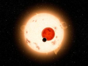 連星をめぐる系外惑星 kepler-16bの想像図</br><a href='https://photojournal.jpl.nasa.gov/catalog/PIA14724'>Where the Sun Sets Twice (Artist Concept)</br>NASA/JPL-Caltech</a>