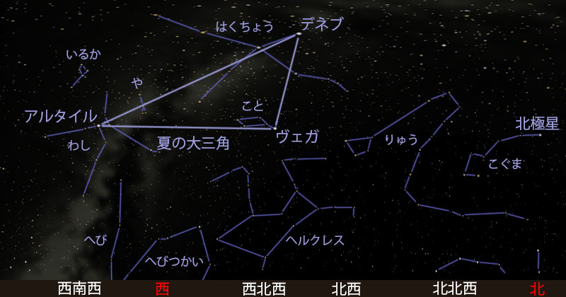 図２　夏の大三角<br/>星図： StellaNavigator Ver.7